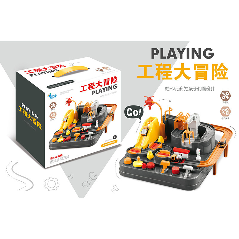 Nuevos juguetes de aventura de coche de ingeniería transfronteriza inercia pista deslizante juguetes educativos de novedad para niños