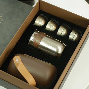 Pure Titanium Travel Tea Set suit Outdoor Camping Portable Tea Maker Full Titanium Ice Flower Double Layer Brewing Tea Brewing suit