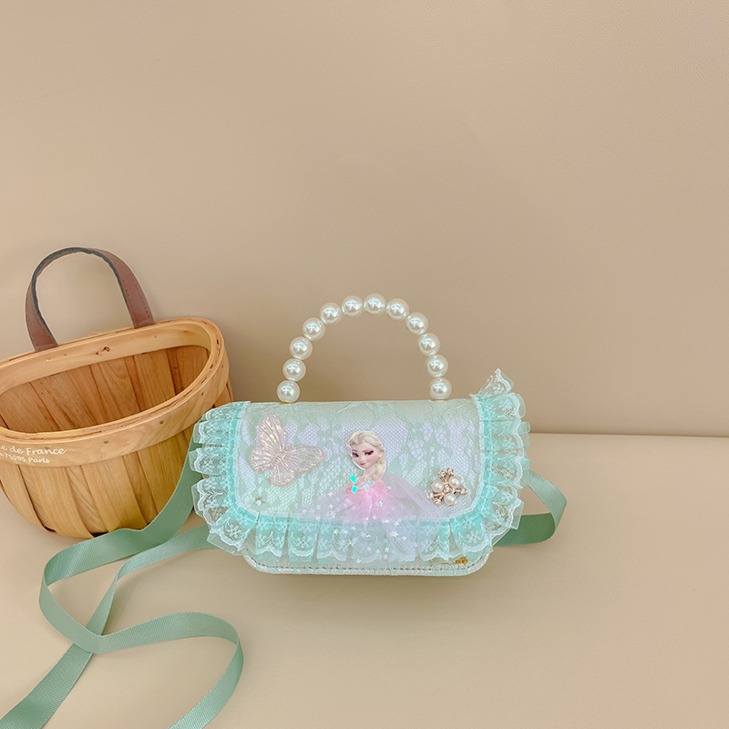 Bolsa de niños de estilo extranjero bolso de perlas bolso de hombro de encaje arco lindos princesa mochila