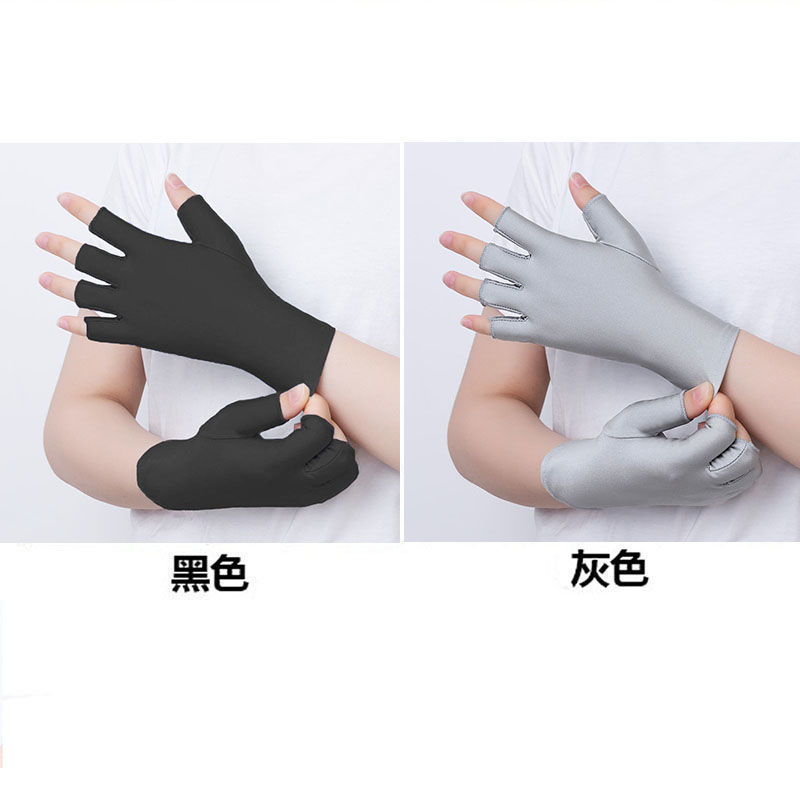 [Pelo de la generación] guantes de medio dedo para mujer verano protección solar delgada primavera y otoño conducción pesca manicura guantes de recolección de té