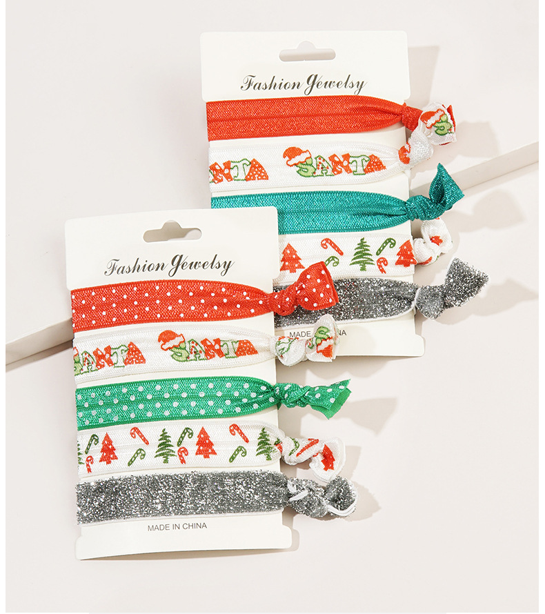 9g Weight Festival Occasion Women'S Gender Christmas Style Christmas Headband Hair Accessories Knotted Hair Rope Christmas Set 无