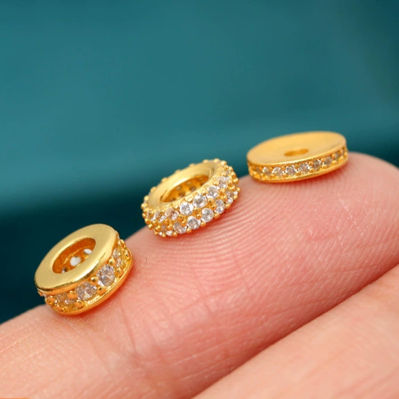 S925 древнее серебро, позолоченные белые бриллианты, проставка 5-8 мм, бусины-разделители с большими отверстиями, буддийские бусины «сделай сам», браслет, аксессуары для браслета