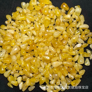 Songgang Factory Source Amber Beeswax Wholesale Butter Yellow Full Three-Way Single Beads Loose Beads DIY Bracelet Accessories