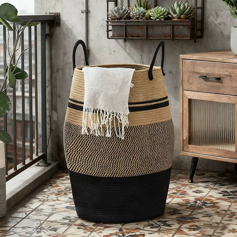 家用超大号脏衣篮家居编织脏衣篓棉绳玩具收纳篮杂物收纳筐储物筐