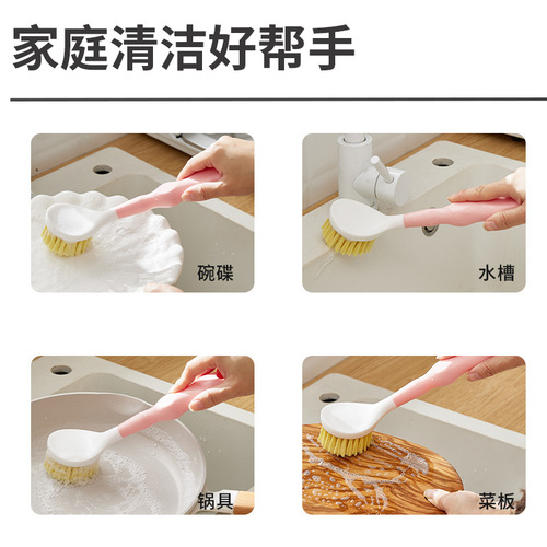 Nylon pot brush, multi-functional long-handled dish brush, kitchen cleaning brush, beech wood handle cleaning pot brush