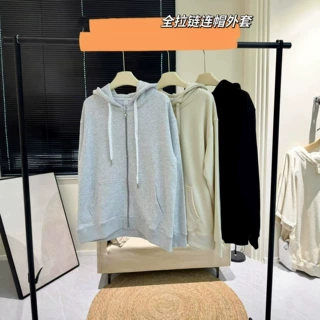 a**拉链连帽卫衣外套休闲瑜伽女式开衫毛圈棉上衣 秋季经典金智秀