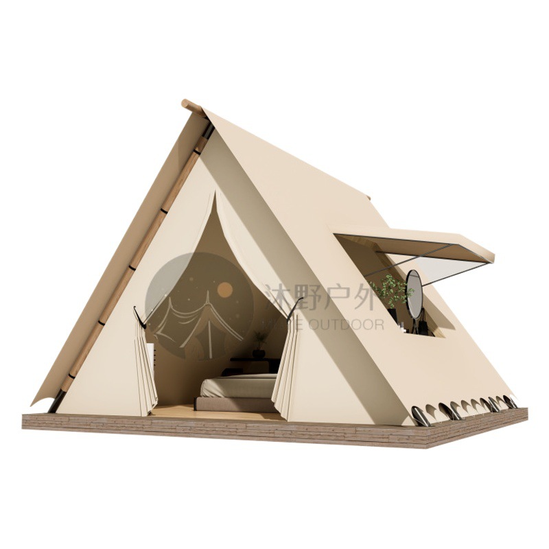 Muye campamento al aire libre de picnic de madera maciza triángulo tienda de campaña pequeña tienda de campaña Hotel B & B área escénica casa de madera
