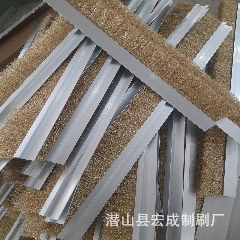 去锈304不锈钢丝条刷导电黄铜丝排刷机械清理硬毛金属长条毛刷