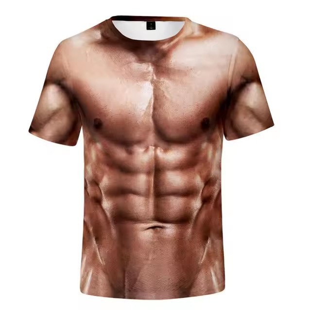 Verano calle todo-fósforo suelto cuello redondo manga corta transpirable camiseta de hombre piel de camarón transfronterizo venta caliente impresión digital 3D
