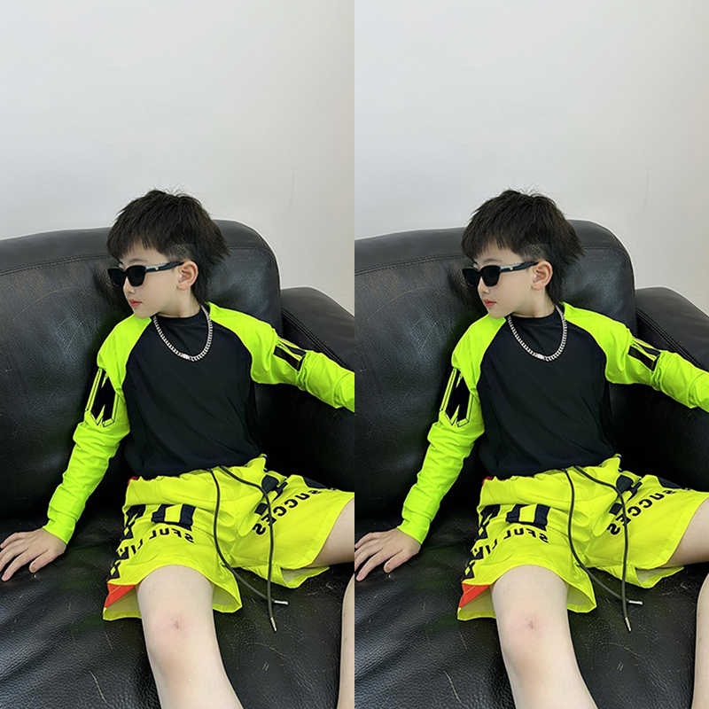 【带帽子】儿童泳衣男童新款长袖男孩学生泳裤速干分体沙滩泳装