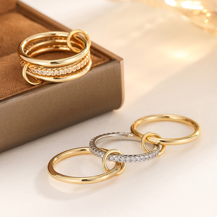 Copper material Europe and the United States new style simple folding wearing silver ring interlocking superposition ring in stock wholesale