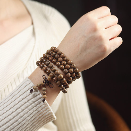 Factory supply old material chicken wing wood bracelet Buddha beads rosary 108 retro style men and women bracelet holding gifts