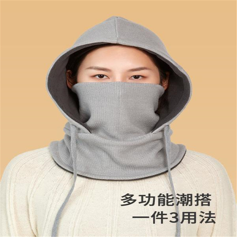 겨울 따뜻한 이중 레이어 마스크 야외 방한 얼굴 스키 후드 여성 방풍 목 모자