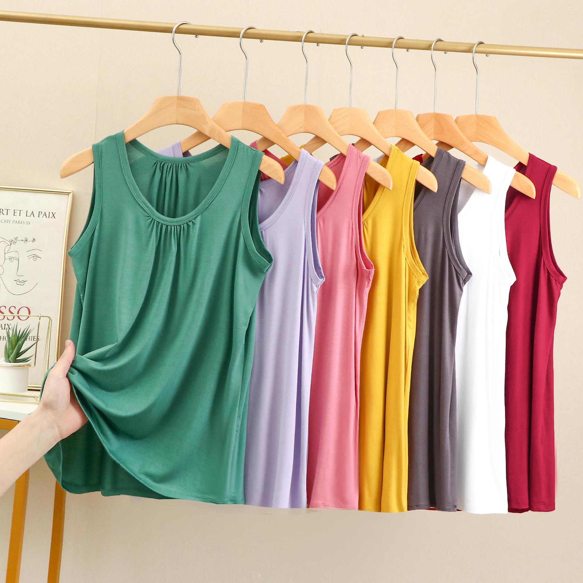 Modest Strapless Tank Top for Women, Summer Loose Mother Sleeveless T-shirt Home Top Thin Style Outerwear Plus Size Base Shirt