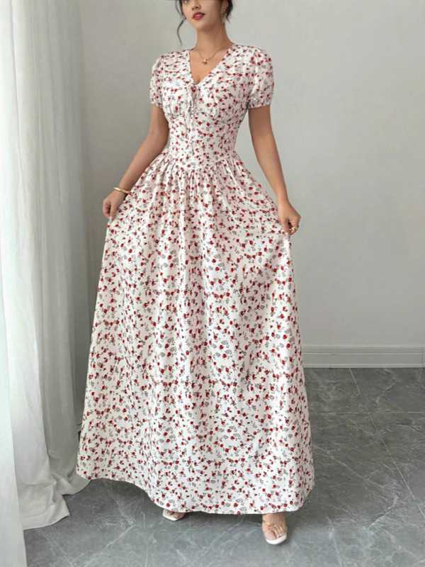 AliExpress Amazon クロスボーダー夏の新しい花柄ロングスカートドレス女性用|undefined