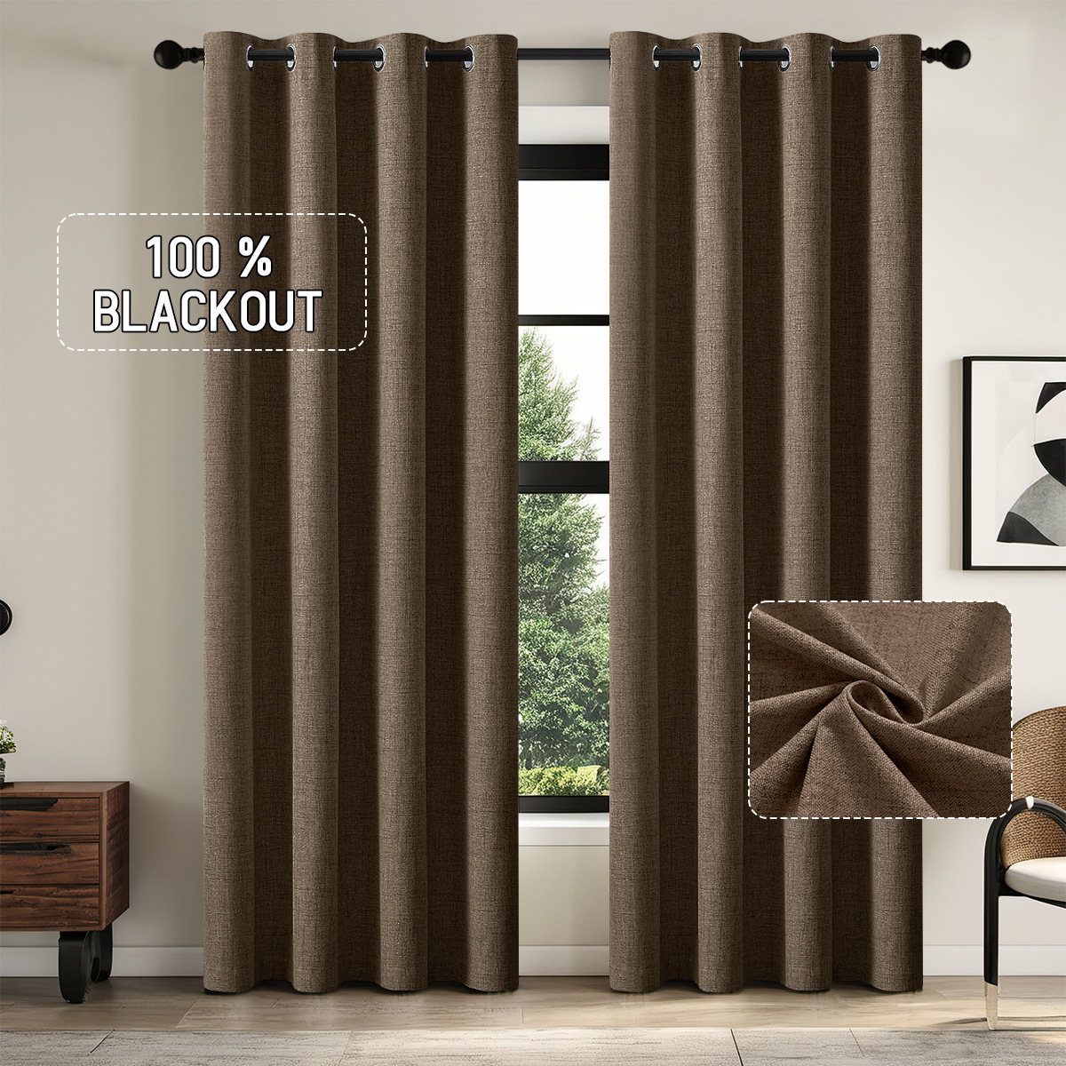 Imitación de lino compuesto cortina de sombreado completo sala de estar cortina de dormitorio tela gruesa alta sensación de cortina de sombreado transfronteriza