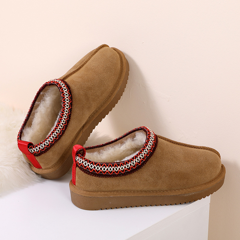 Anti-Slip Snow Boots for Women 2025 Autumn and Winter New Style Outerwear Fleece-Lined Closed-Toe Half-Slipper Furry Shoes Tasman Women's Shoes