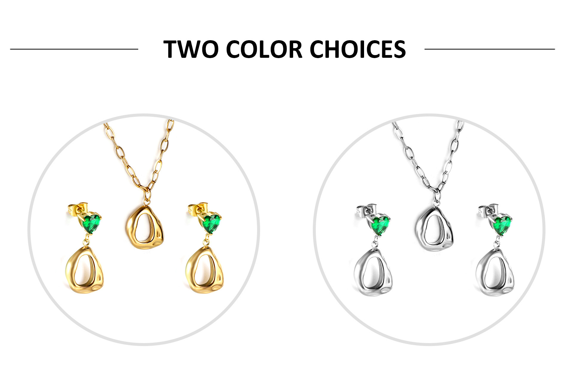 Earrings + Necklace Quantity Holiday, Family Gathering, Tea Party Occasion Stainless Steel Material Wholesale Jewelry Retro Heart Shape Stainless Steel Rhinestones Plating Inlay Jewelry Set