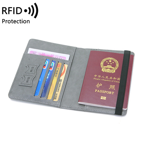 Cross-border RFID anti-theft passport holder PU leather case simple and stylish multi-functional document bag for international travel passport holder
