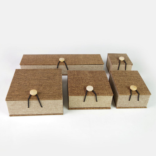 Antique wood clasp jute box, handicraft walnut box, ring pendant bracelet box, decorative gift packaging jewelry box