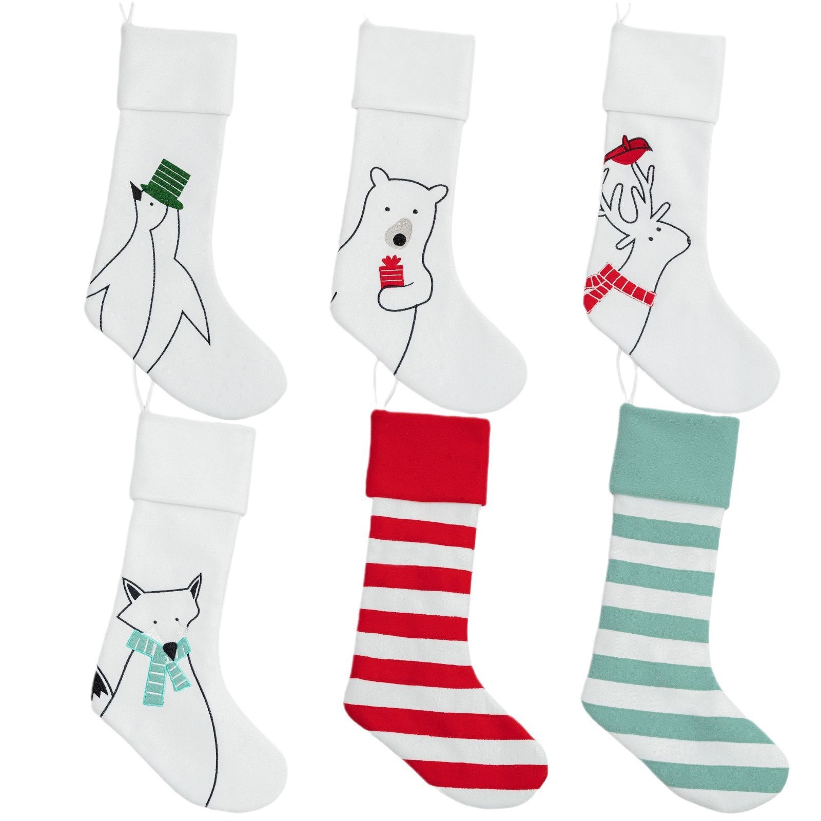 Navidad transfronteriza calcetines de Navidad blancas lindas rayas calcetines de decoración de Navidad grandes bolsas de regalo pingüino bolsas de dulces