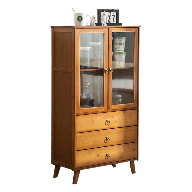 Sideboard Storage Cabinet Kitchen Bowl Cabinet Household Solid Wood Simple Modern Living Room Storage Rack Tea Cabinet