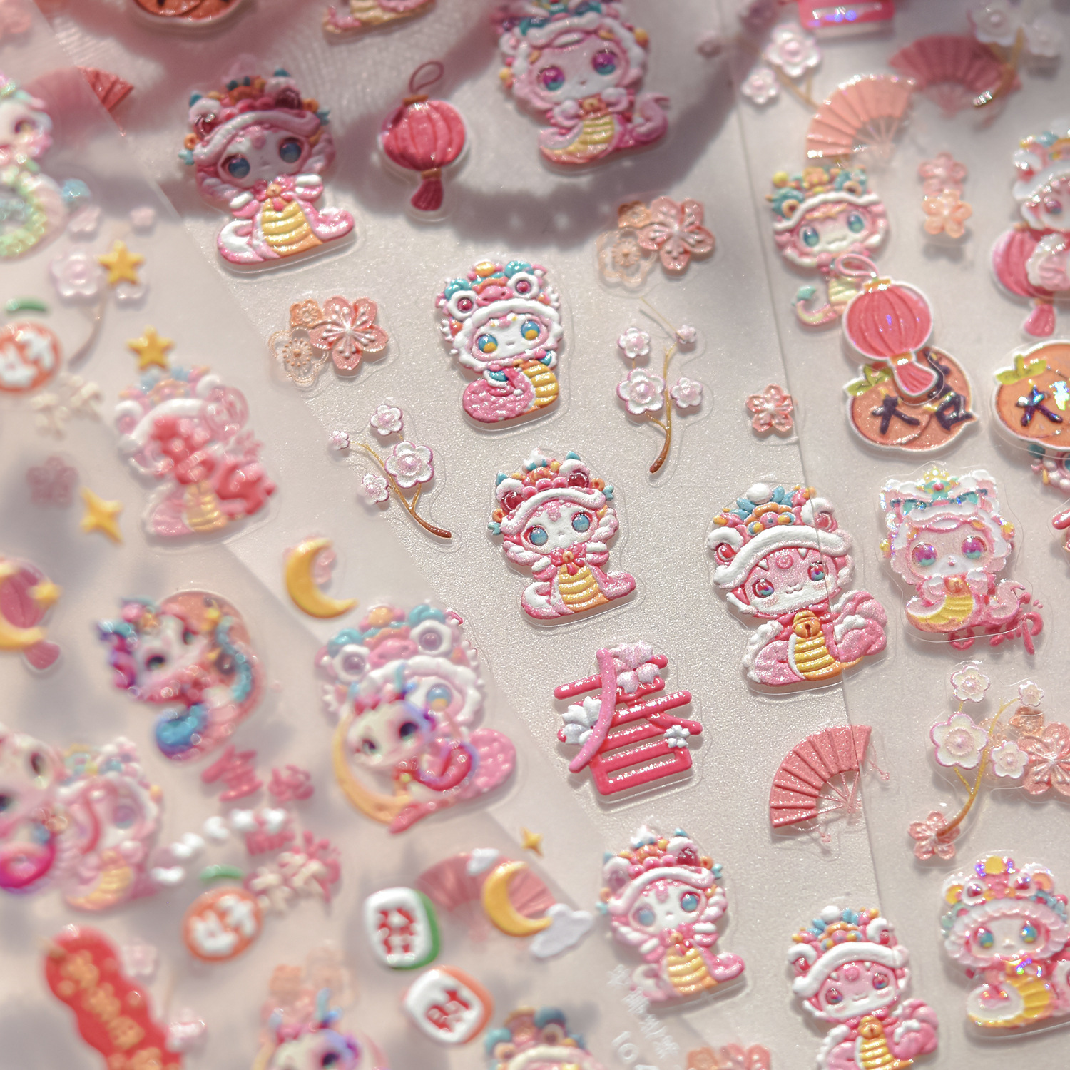 Manicure nuevo relieve manicure pegatinas explosivo serpiente papelería pegatinas de uñas retro pegatinas feliz año de la serpiente al por mayor