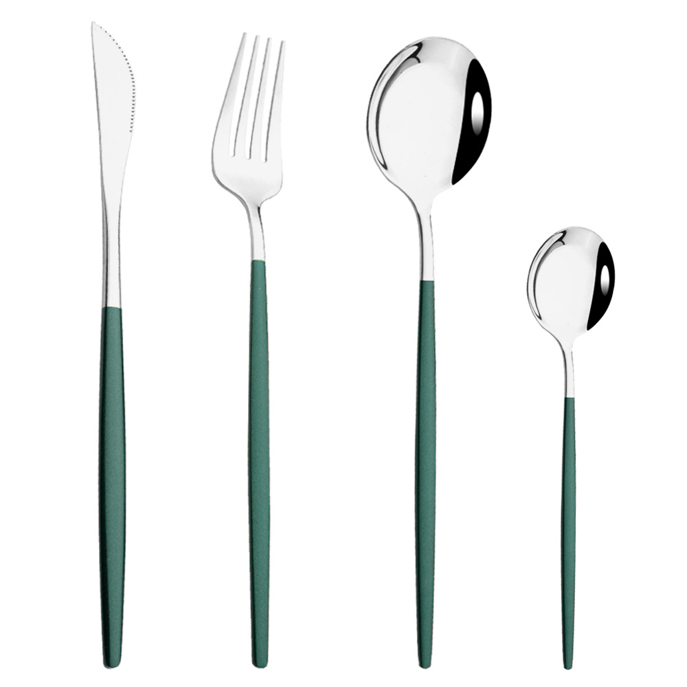 Vajilla de acero inoxidable portugués cuchillo de carne y tenedor portátil ins Hotel Occidental de oro occidental comida cuchillo y tenedor combinación