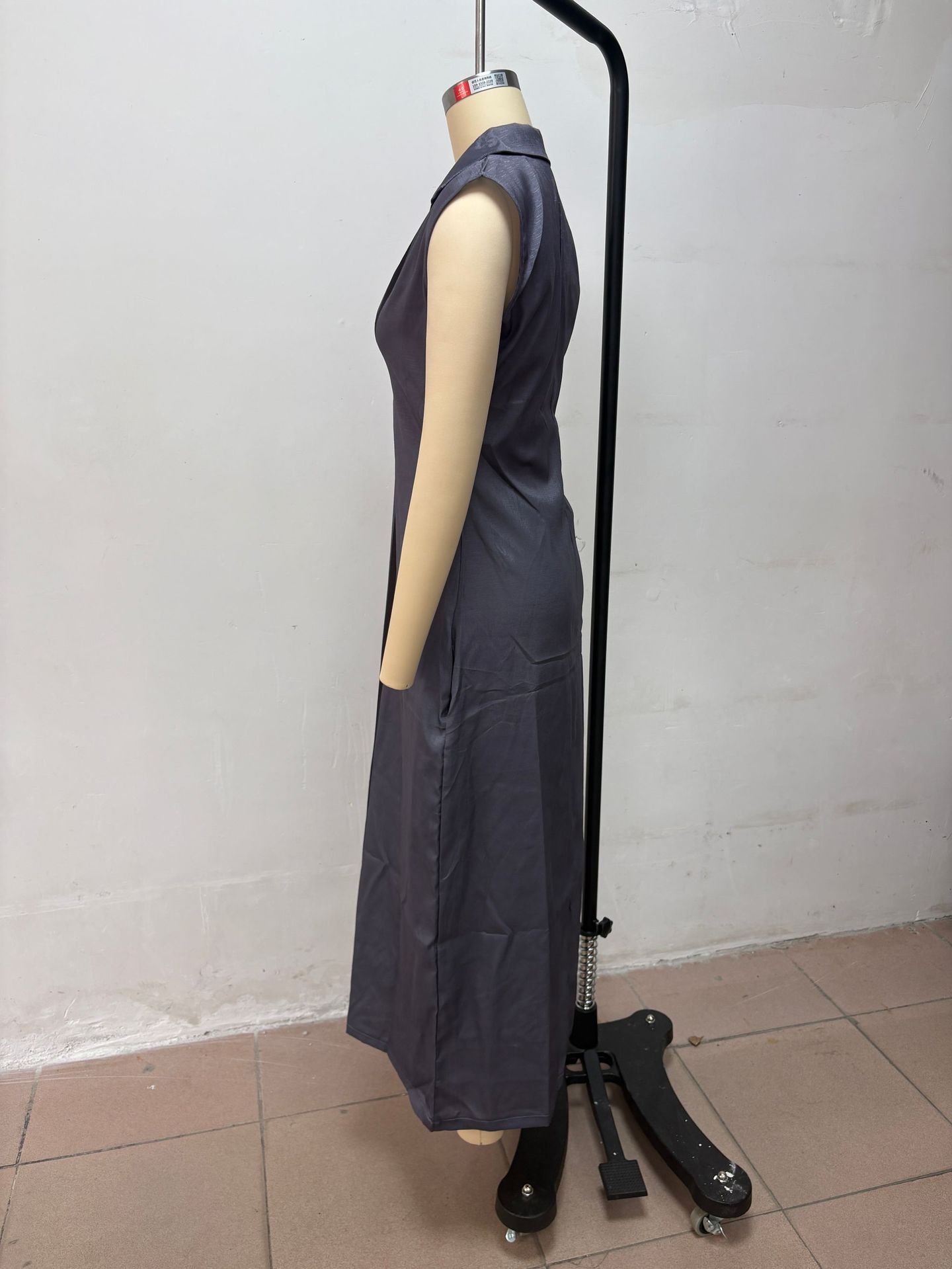 Elegant V-Neck Color-Block Casual Midi Dress For Women, Breathable Stretch A-Line Sundress For Daily Wear, Travel, And Office_ecoleips.com