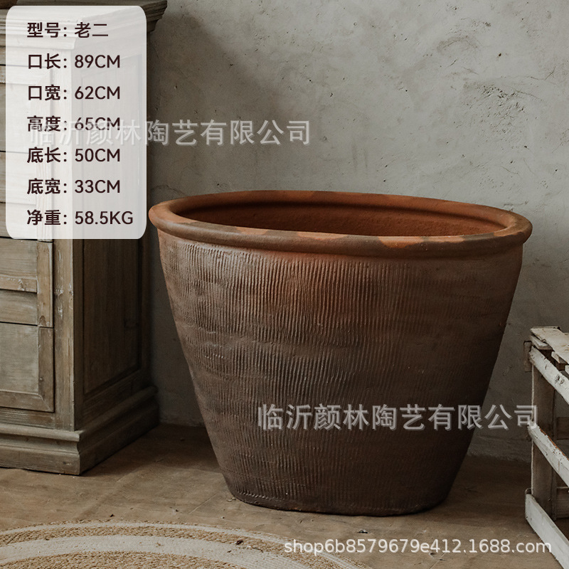 Cerámica de boca elíptica gran boca cerámica gruesa boca en forma especial árboles de maceta de flores paisajismo gran maceta de árboles residenciales