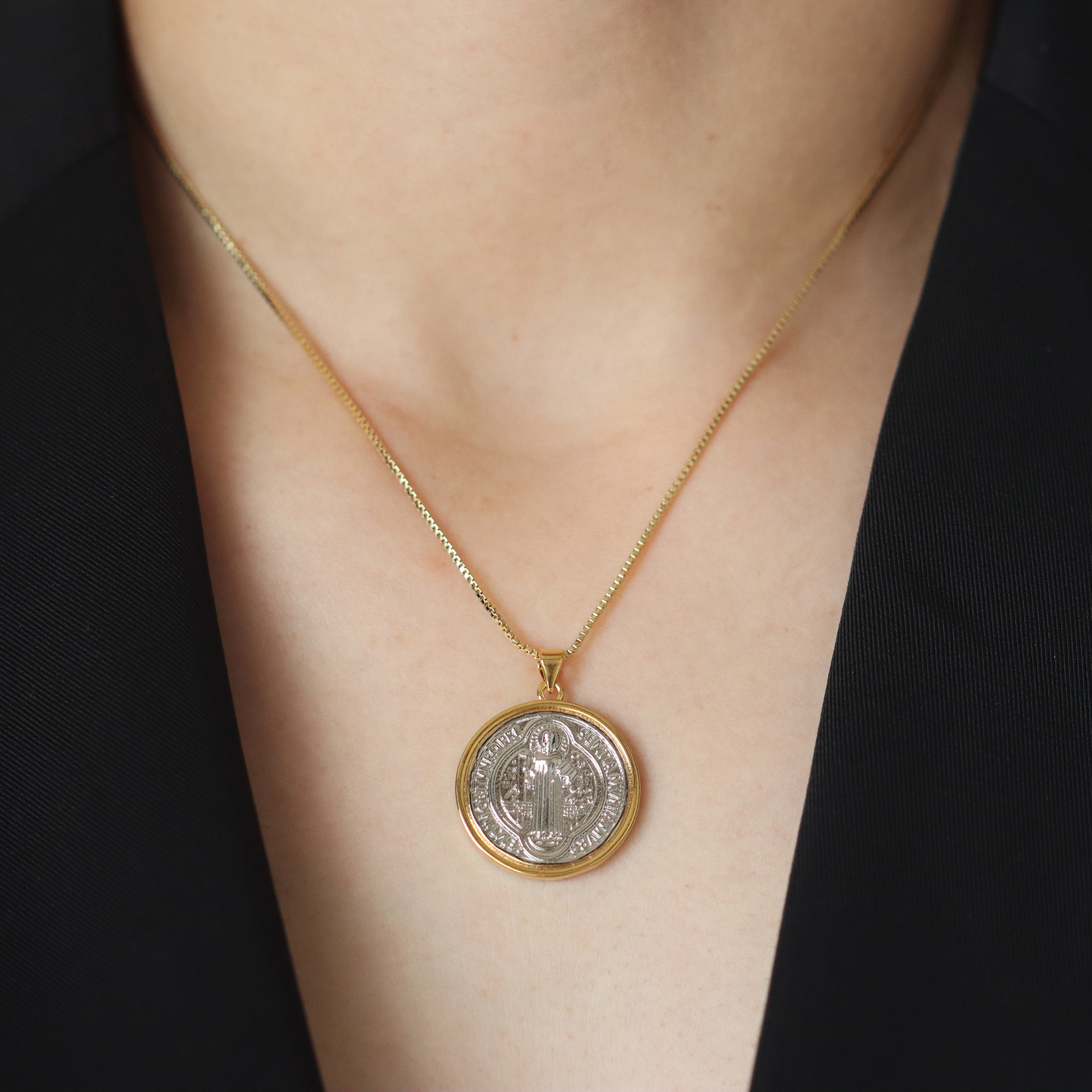 11g Weight Copper Pendant Material Pendant Necklace Classification Copper Chain Material box chain Chain Type 1 Piece Quantity Wholesale Jewelry Casual Elegant Simple Style Geometric Copper Plating Pendant Necklace Box Chain