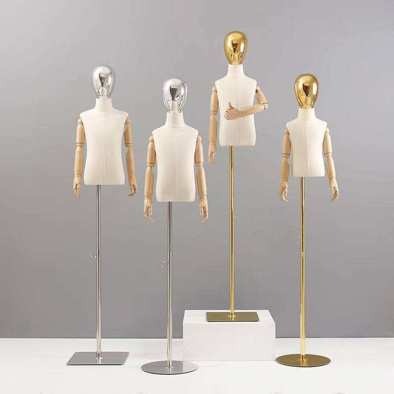 Children's Wooden Base Model Props Half-Length Kidsren's Clothing Display Stand Kidsren's Clothing Store Window Head Model Stand