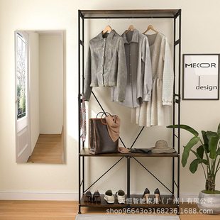 Clothes racks shoe cabinets Industrial hall tree-shaped entrance passage with double-layer storage racks and handrails customizable