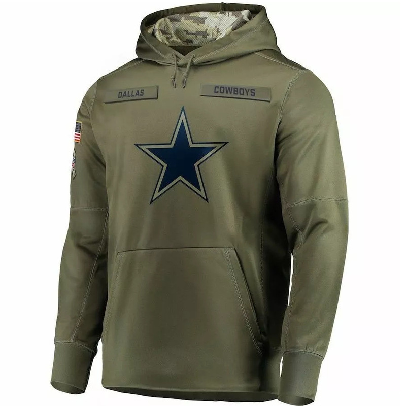 Supports Customization of Foreign Trade Nfl Football Army Green Velcro Tribute Edition Hooded Sweatshirt for Men's Outdoor Leisure Sports