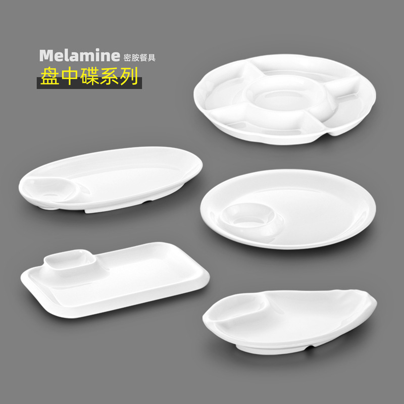 Plato de Melamina para Dumplings con Vinagrera para Restaurante, Bar y KTV
