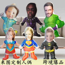 卡通人形抱枕 亚马逊跨境一件起照片做异形靠垫 公仔人偶宠物照片