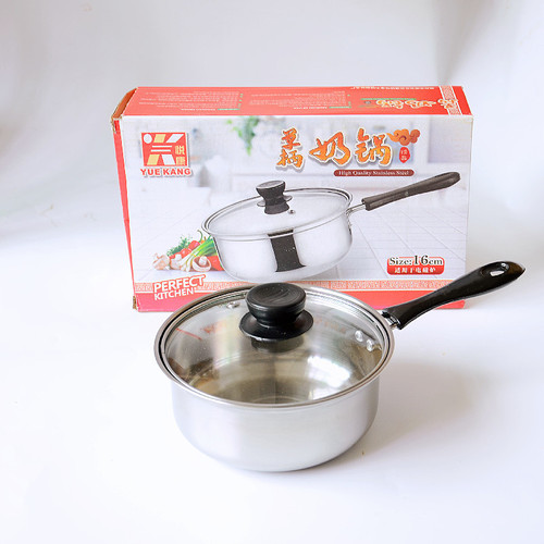 Ten Yuan Store Supply 16/18/20cm Stainless Steel Soup Pot Single Handle Boxed Milk Pot 9.9 Instant Noodle Pot Wholesale