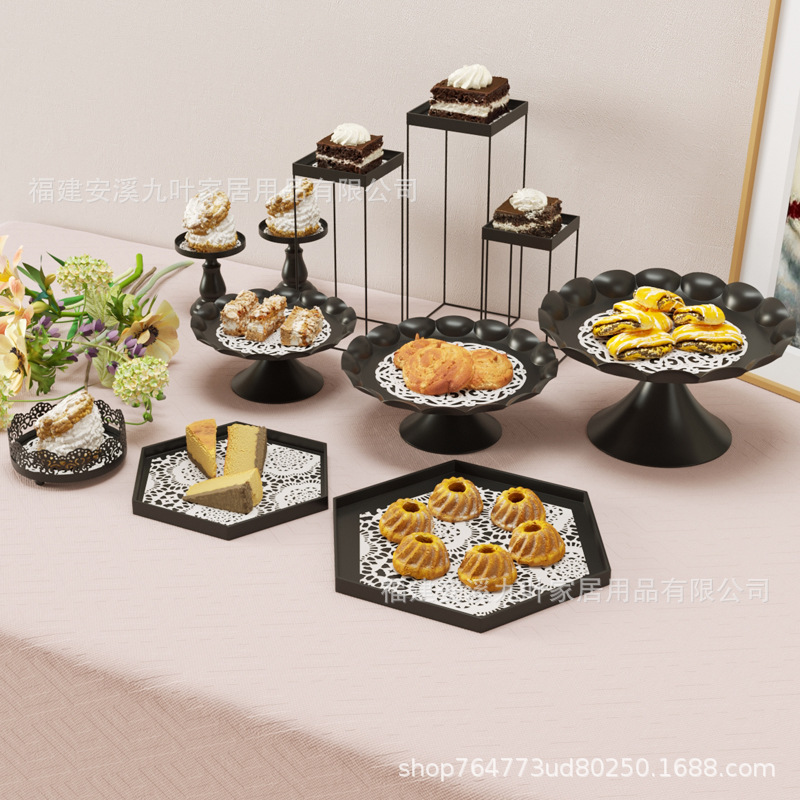 Combinación de soporte de pastel transfronterizo Bandeja de frutas de boda de fiesta de estilo europeo Mesa de postre Adornos Soporte de exhibición Bandeja de pastel Soporte alto image 4