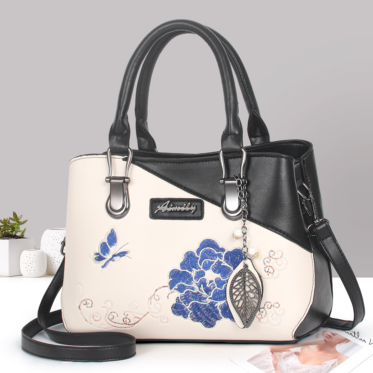 Bolsa de mano de gran capacidad, bolsas de regalo de flores de peonía, bolsas de hombro, bolsas dignas.