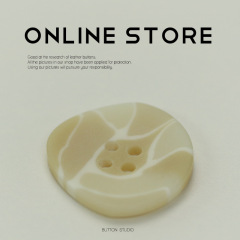 MOSN 樹脂四眼異形紐扣奶白線米黃色扣子風衣毛衣針織開衫女裝扣