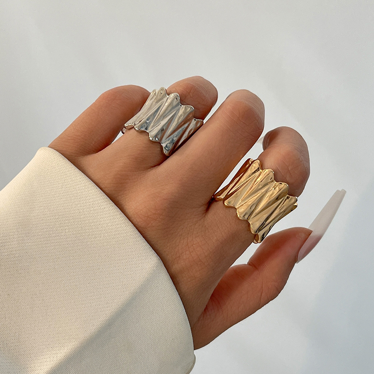 9g Weight Open Rings Classification 1 Piece Quantity Holiday, Banquet, Travel Occasion Alloy Material Geometric Pattern Women's Gender Plating Design Casual, Elegant, Lady Style Casual Elegant Lady Geometric Alloy Plating Women's Open Rings 45