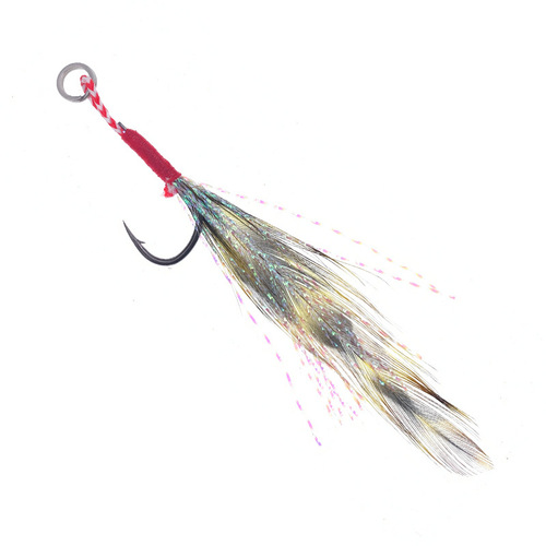 Exquisite hand-tied iron hook with feather reinforcement, exquisite tail feather Iseni hook-shaped lure fish hook, iron hook