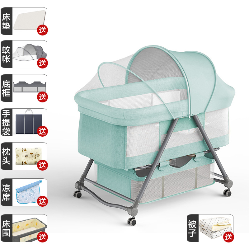 Cuna portátil plegable Cuna Cama con rodillo móvil cama de bebé BB dormir recién nacido cama de empalme
