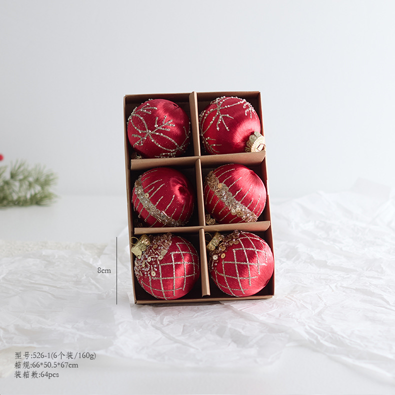 Nuevos productos transfronterizos árbol de Navidad decoración bola colgante rojo oscuro vino rojo floqued bola de Navidad pintada bola de forma diferente