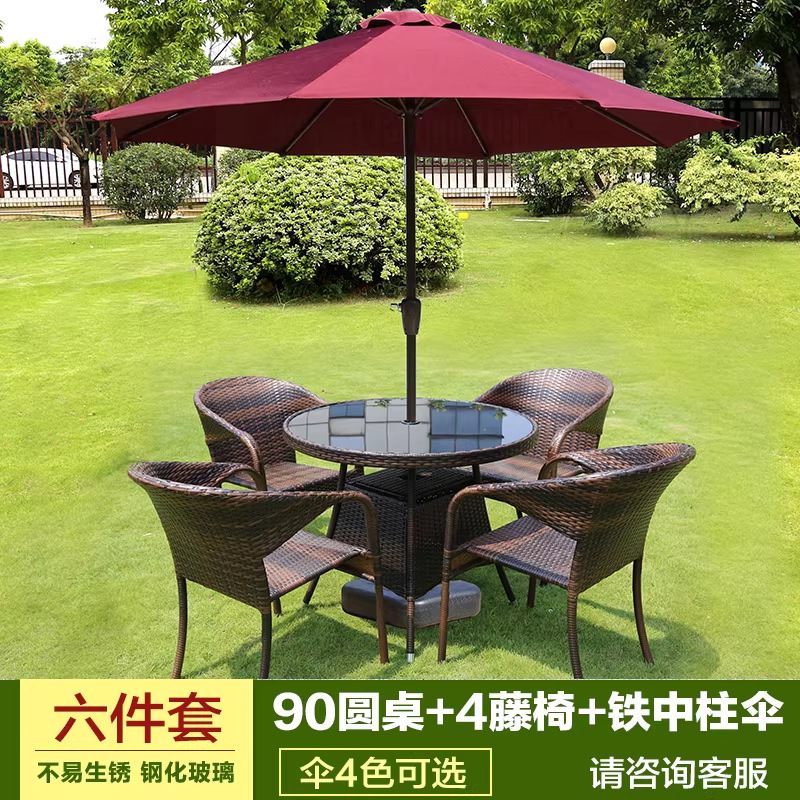 Mesa y silla al aire libre patio de caña tres piezas set terraza al aire libre balcón jardín ocio cabello de caña comedor combinación de mesa y silla