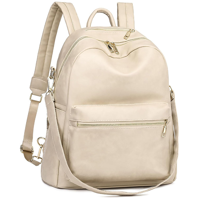 Laptop Backpack Women Men Work Backpack Computer Backpack White Leather Travel Backpack Wallet
