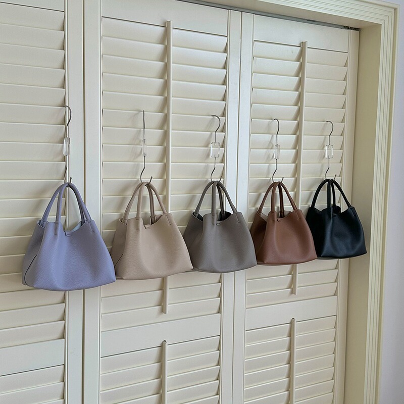 Elegant Lychee pattern handbag retro Western style all-match shoulder bag large capacity solid color messenger bag simple design