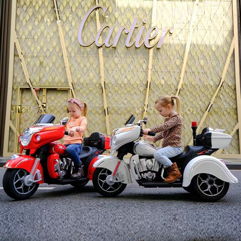 Motocicleta eléctrica de los niños padre-niño de tres ruedas niño doble unidad cochecito niños doble coche de juguete recargable puede sentarse
