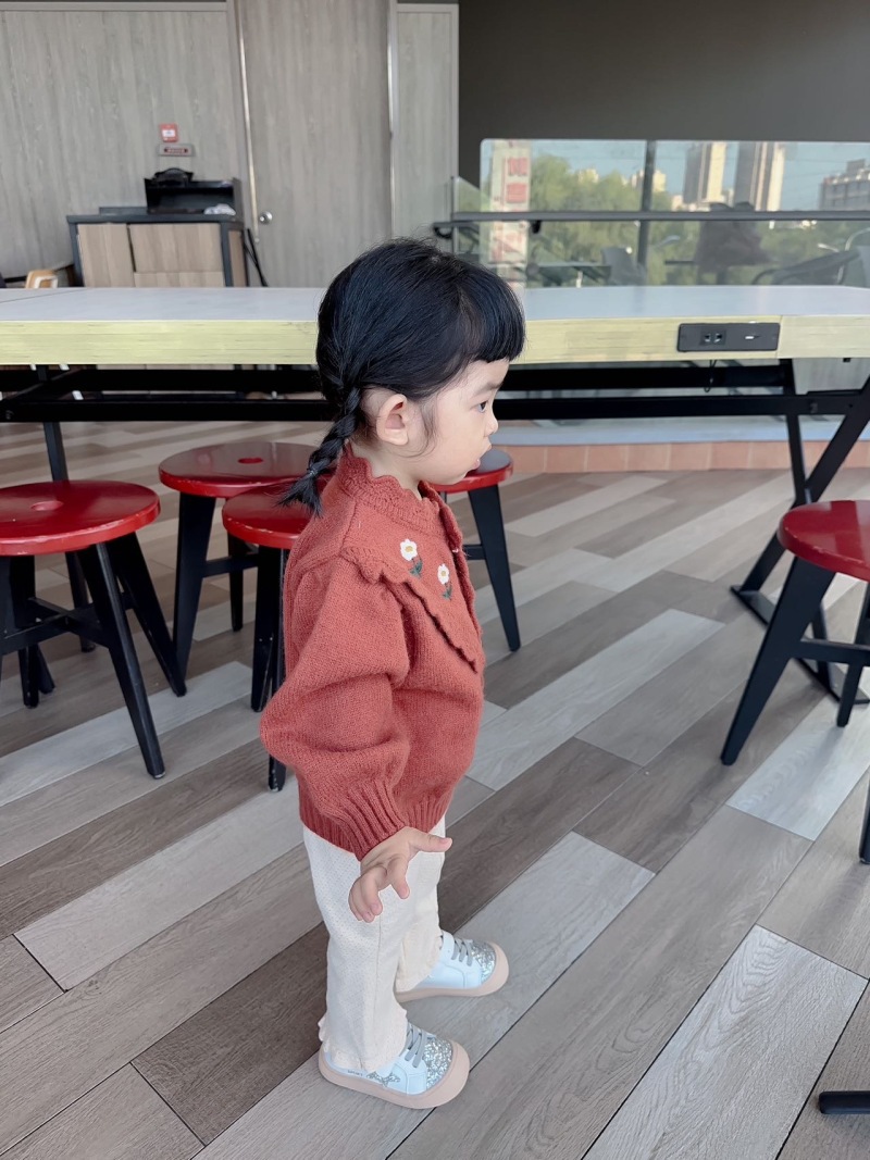 Girls Cardigan Sweater Embroidered Floral Knitted Autumn Winter_voghion.com