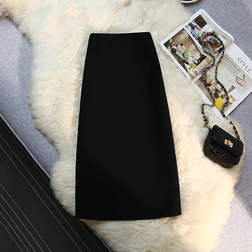 Women's Suit Skirt, Medium-Length Straight Trousers with Drape, Summer 2025, Petite Commute Style, Slit High-Waisted Skirt